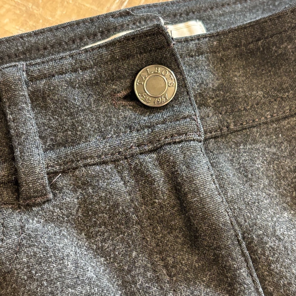 Talbots Petites Charcoal Gray Straight Leg Knit Trousers - Picture 3 of 6